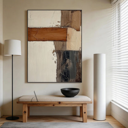 Modern Abstract Brown Beige Wall Art for Home Decor AURA354
