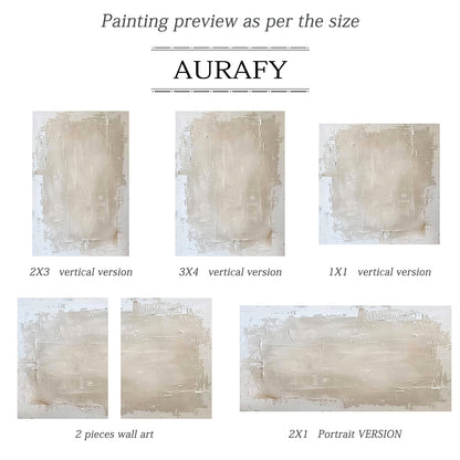 Minimalist Wall Art Beige Impasto Sculpted Canvas Tactile Surface Wabi-Sabi Japandi Interior Style AURA549
