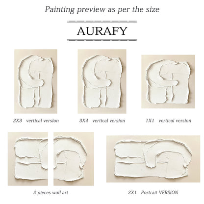Minimalist Wall Art Plaster Textured Wabi Sabi Japandi Beige White High Relief Tactile Sculpted Decor AURA541