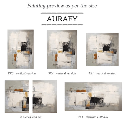 General Abstract Art Gray White Black Hand-painted Oil Brush Stroke Minimalist Luxe Wall Decor AURA486