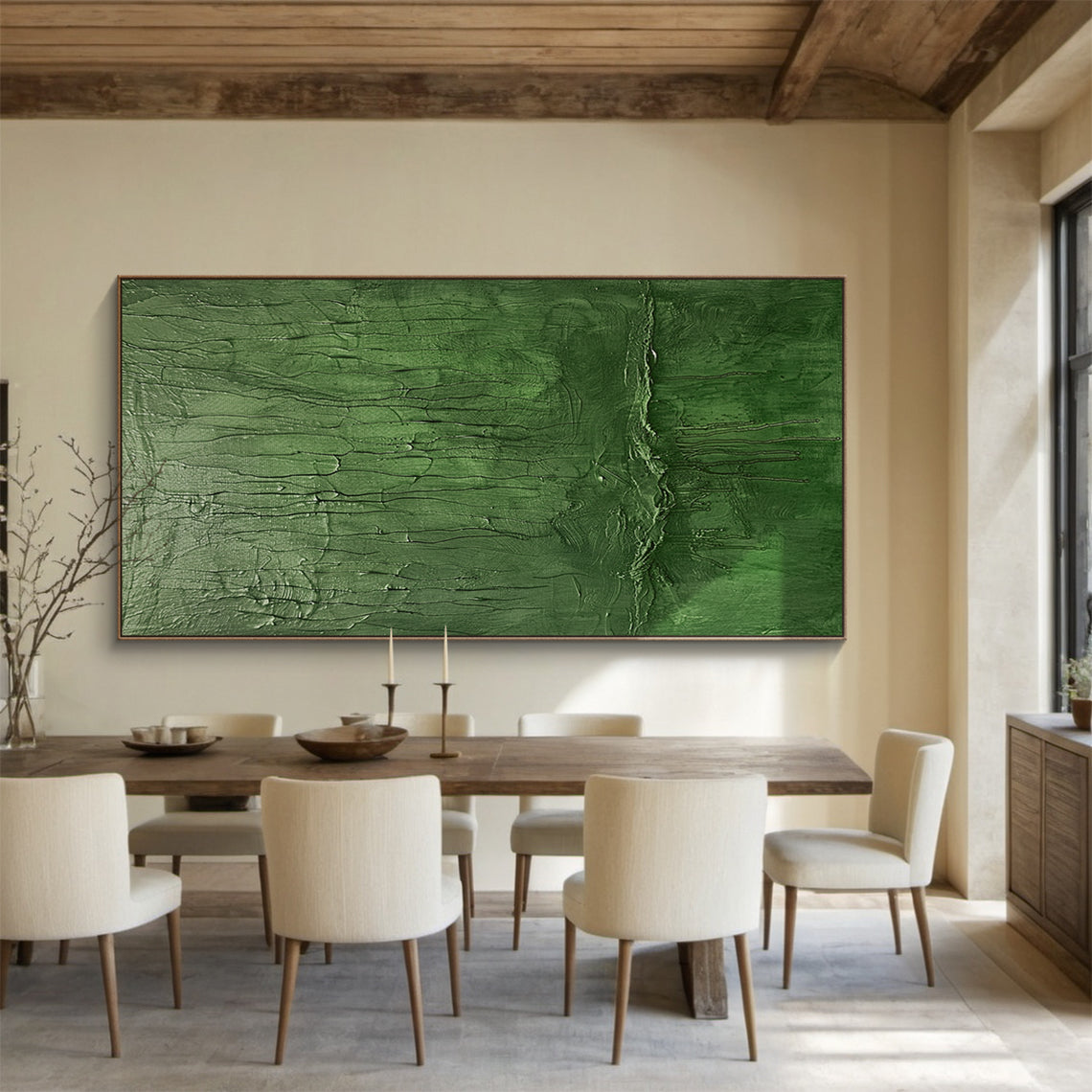Verdant Stillness-Green Abstract Art-AURA123
