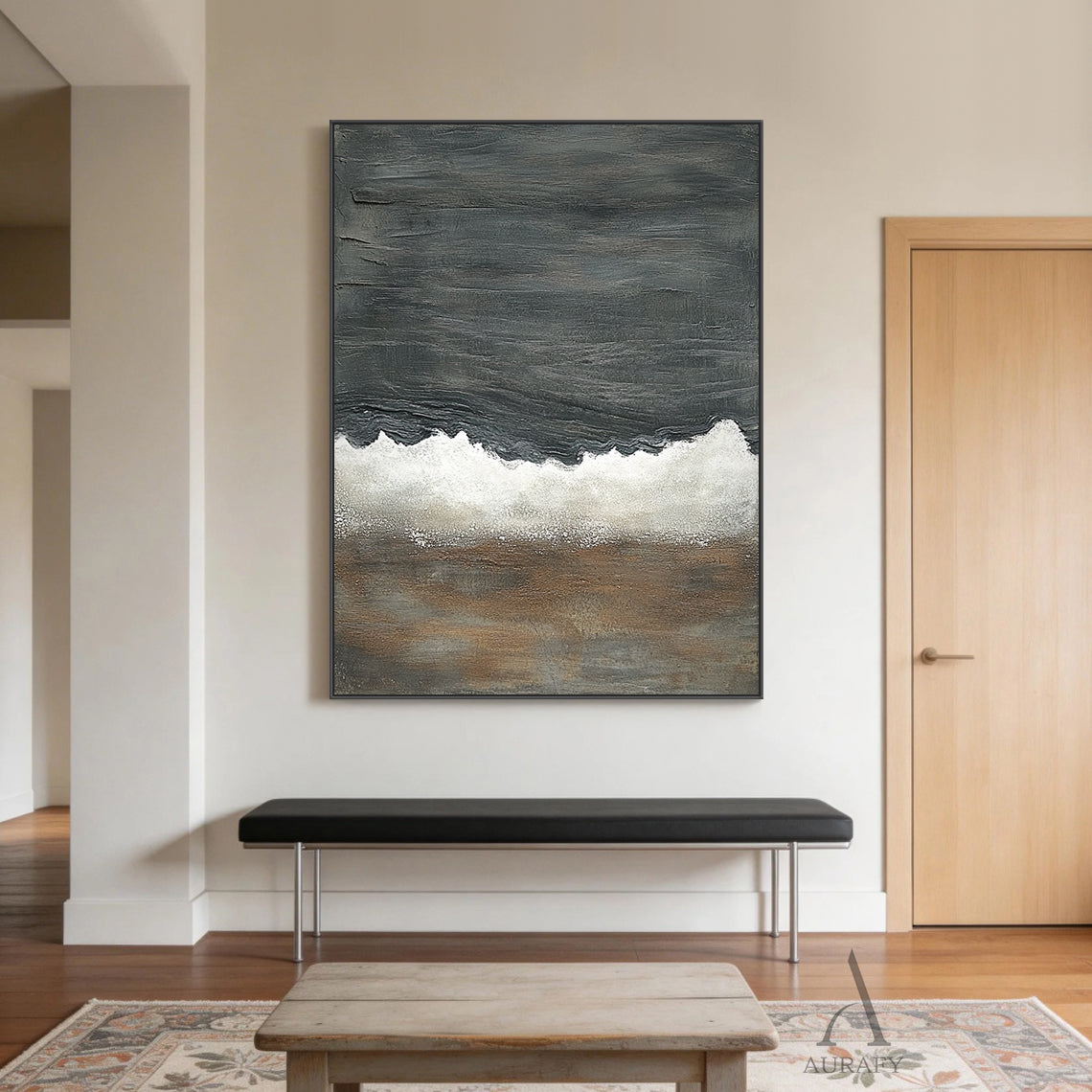 General Abstract Black Brown Wall Art for Living Room Decor AURA279