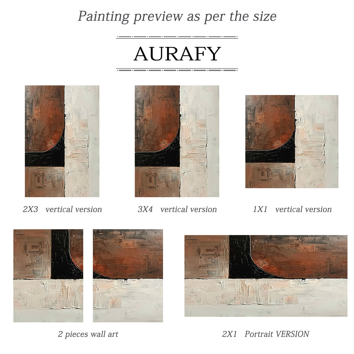 Abstract Brown White Art Tactile High-Relief Knife Strokes Mottled Modern Organic Canvas AURA476