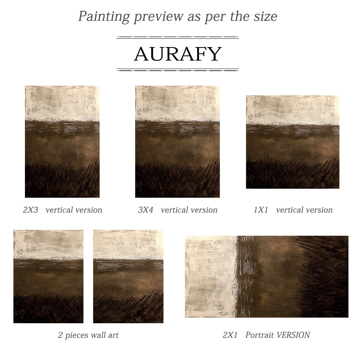 Dusk Horizon, Brown Beige Wabi Sabi Textured Painting AURA869
