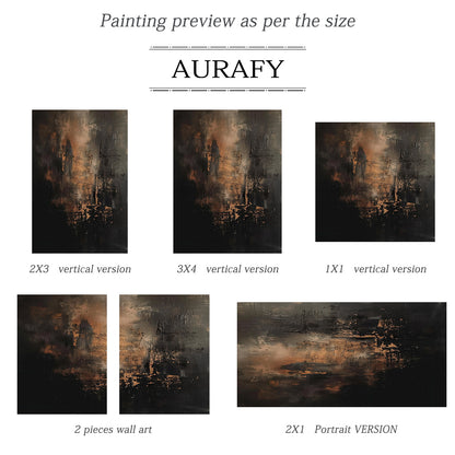 Bronze Through Black, Moody Textured Abstract Painting AURA872