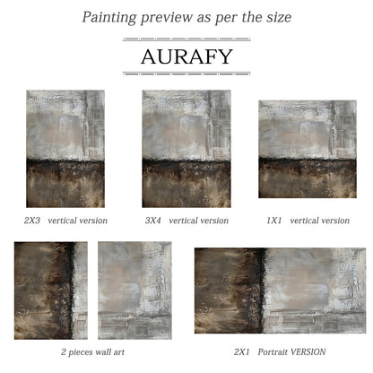 Wabi Sabi Abstract Art Gray Brown Tactile Plaster Textured Grid Indentations Knife Strokes AURA564
