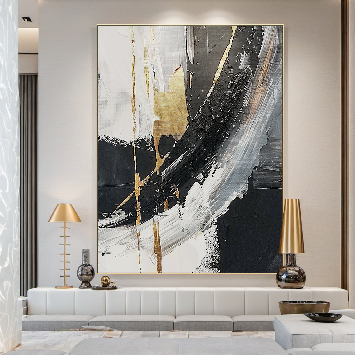 Dark Axis-Black & Gold Abstract Texture Art-AURA127