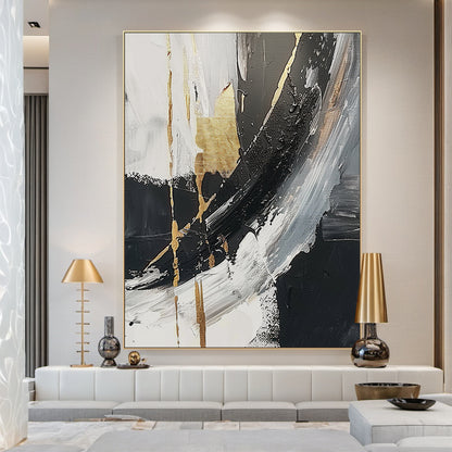 Dark Axis-Black & Gold Abstract Texture Art-AURA127