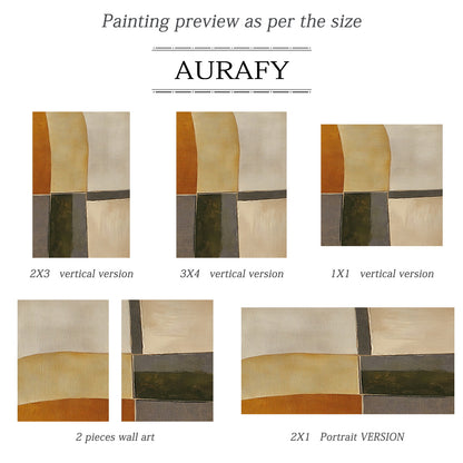 Brown Abstract Art Textured Canvas Thick Brushstrokes Earthy Tones Geometric Shapes Modern Organic AURA620