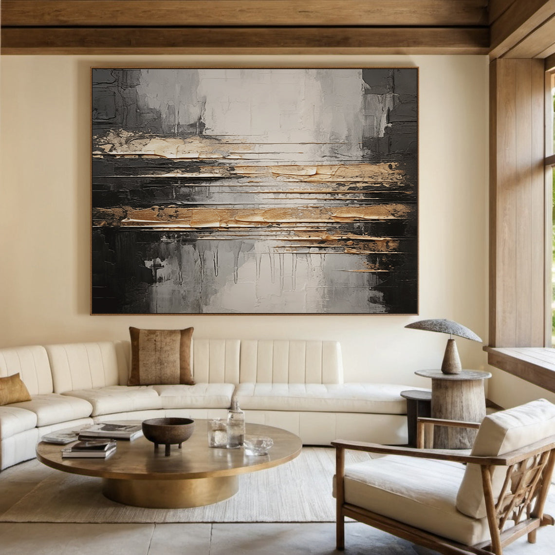 Silent Contrast-Black & Gray Abstract Spatial Field-AURA100