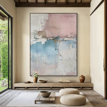 Quiet Balance-Blue & Pink Abstract Field-AURA131