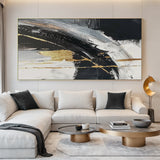 Dark Axis-Black & Gold Abstract Texture Art-AURA127