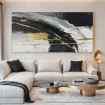 Dark Axis-Black & Gold Abstract Texture Art-AURA127