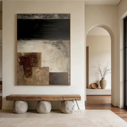 General Abstract Black Beige Canvas Wall Art for Home Decor AURA274
