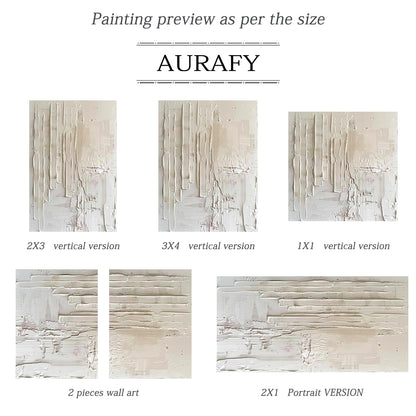 3D Textured Beige Painting Knife Strokes High-Relief Plaster Tactile Minimalist Luxe Artwork AURA525