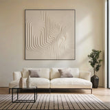 Flowing Square Texture Canvas-Warm Cream Tones-AURA046