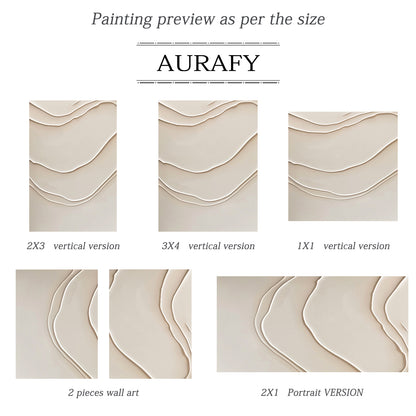 Minimalist Beige Plaster Textured Wall Art Wabi-Sabi Sculpted Knife Stroke Japandi Tactile Canvas Home Decor AURA544