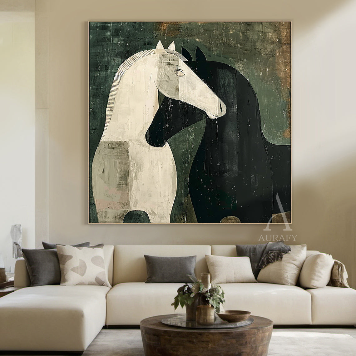 Cute Green Animal Wall Art for Modern Living Room Decor AURA335