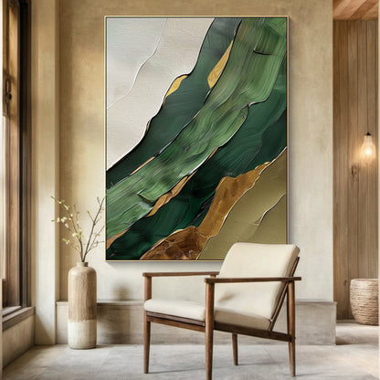 Verdant Flow-Green Abstract 3D Texture Art | AURA121