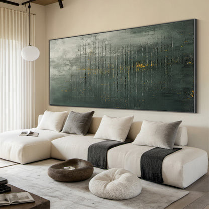 Unique Green Abstract Textured Wall Art for Modern Living Room -AURA176