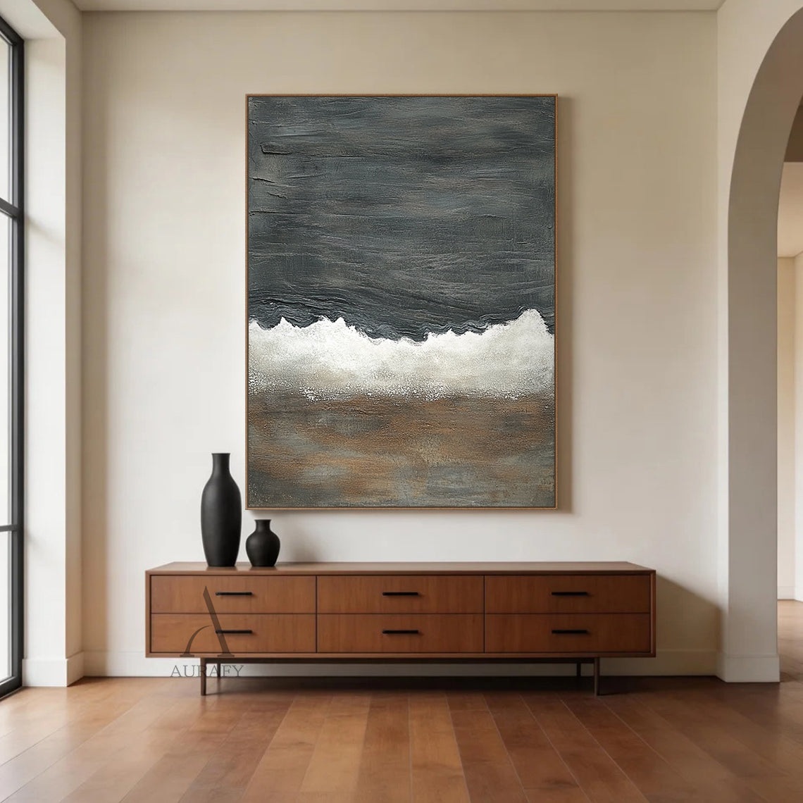 General Abstract Black Brown Wall Art for Living Room Decor AURA279