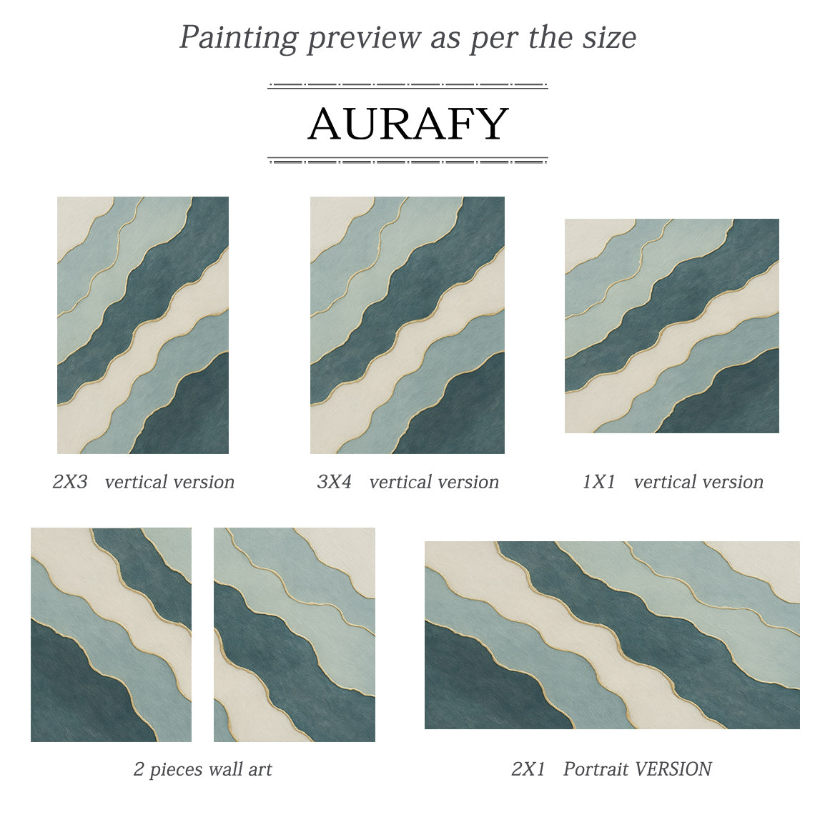 3D Textured Abstract Painting Blue White Green Gold Accent Tactile Minimalist Luxe AurafyArt AURA520