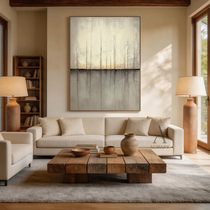 Abstract Beige Gray Modern Wall Art Decor for Living Room AURA360