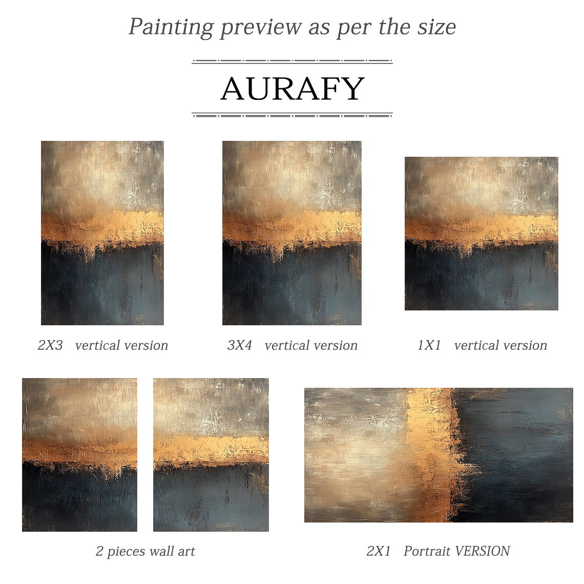 Brown and Deep Blue Abstract Painting with an Amber Color Break - AURA853