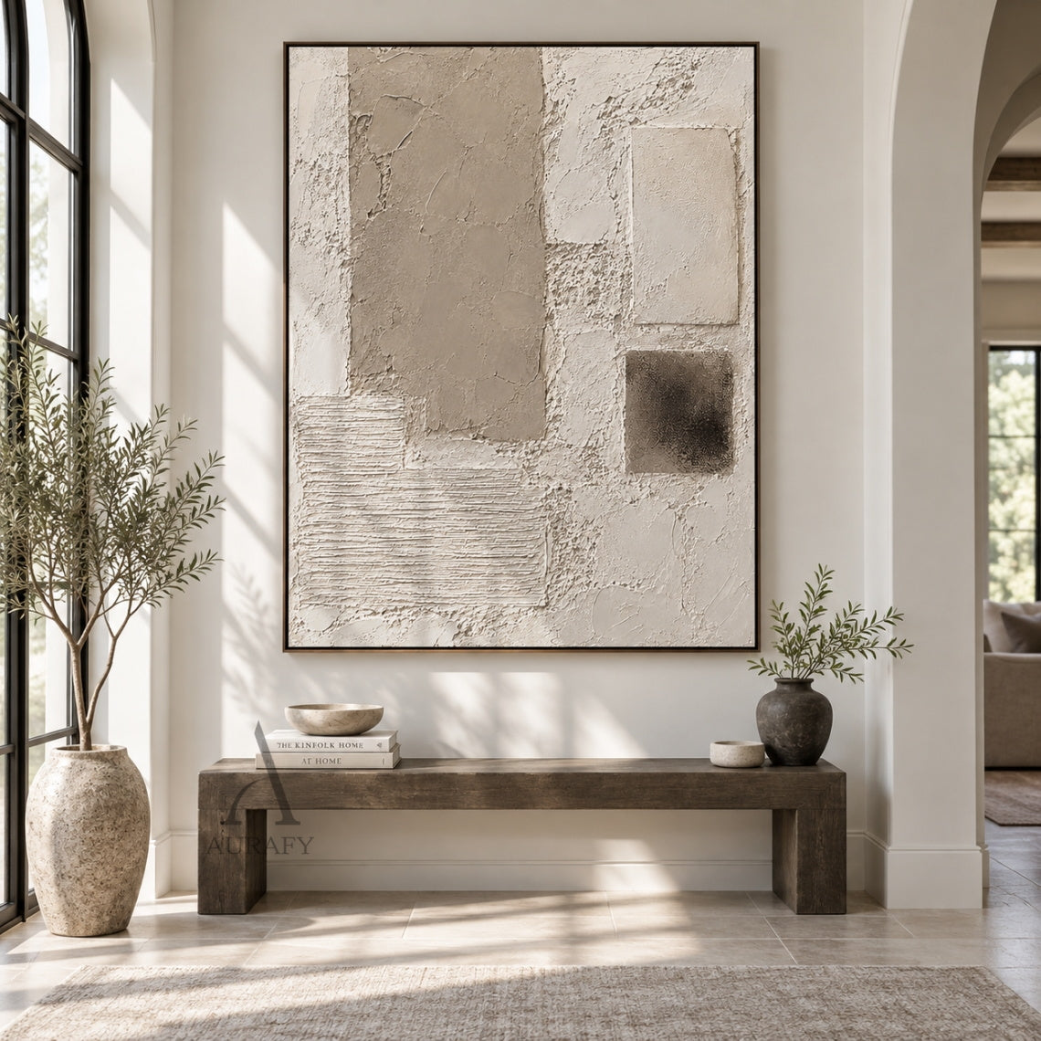 Surface Study, Beige Stucco and Ridged Plaster Abstract AURA865