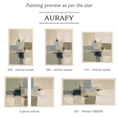 Plaster Textured Abstract Painting Japandi Beige Green Knife Painted Minimalist Luxe Wall Decor AURA752