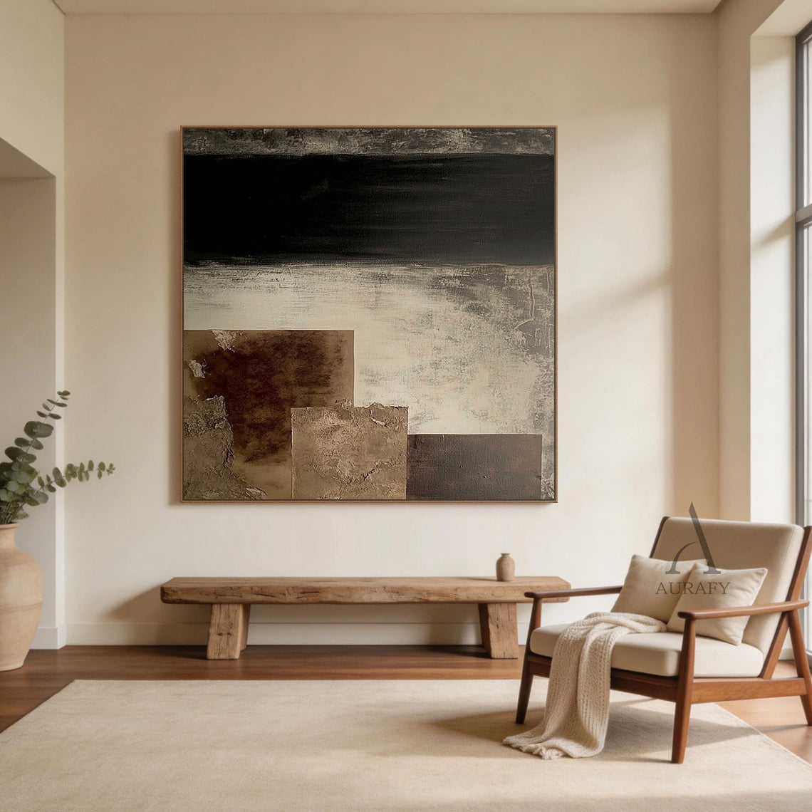 General Abstract Black Beige Canvas Wall Art for Home Decor AURA274