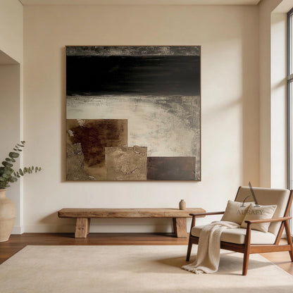 General Abstract Black Beige Canvas Wall Art for Home Decor AURA274