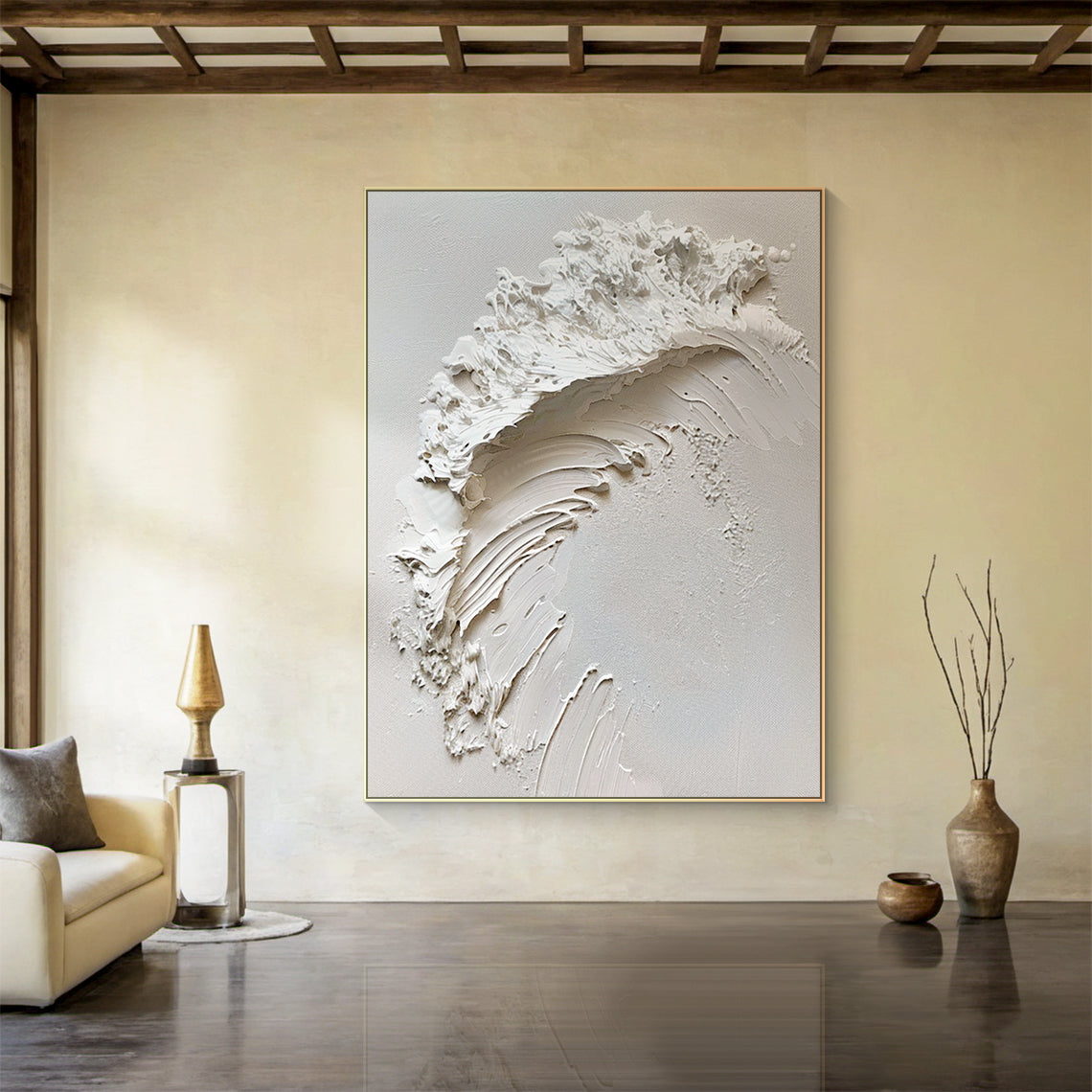 Silent Surge-White Waves & Sky 3D Touch Art-AURA120
