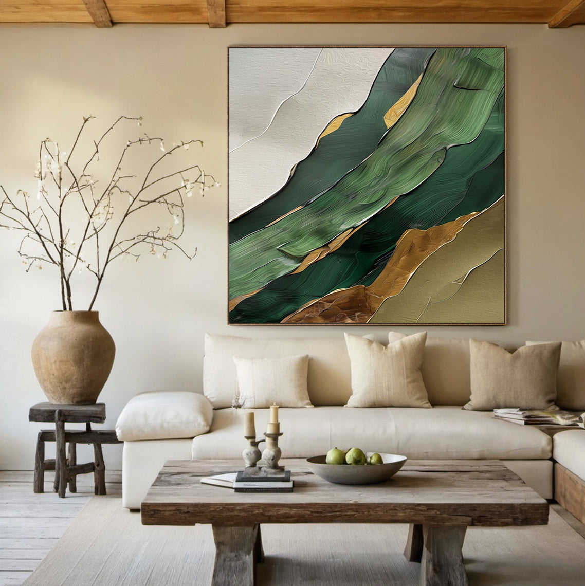 Verdant Flow-Green Abstract 3D Texture Art | AURA121