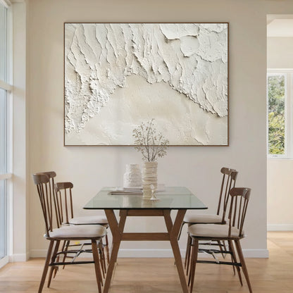 Peeling Plaster Canvas – Off-White & Cream Tones – AURA009(Horizontal)