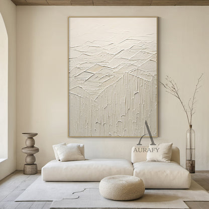 Beige Abstract Art Thick Impasto High-Relief Tactile Sculpted Minimalist Luxe AurafyArt Wall Decor AURA501