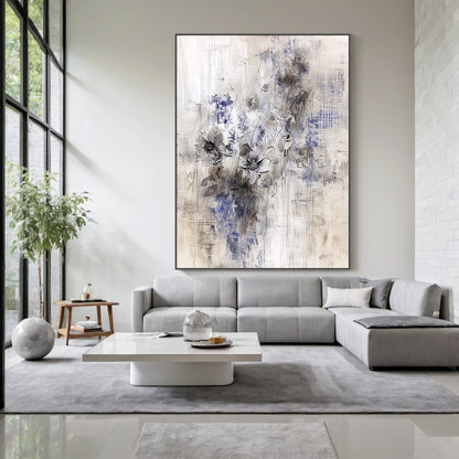 Wabi Sabi Beige Blue Abstract Textured Wall Art Living Room AURA221