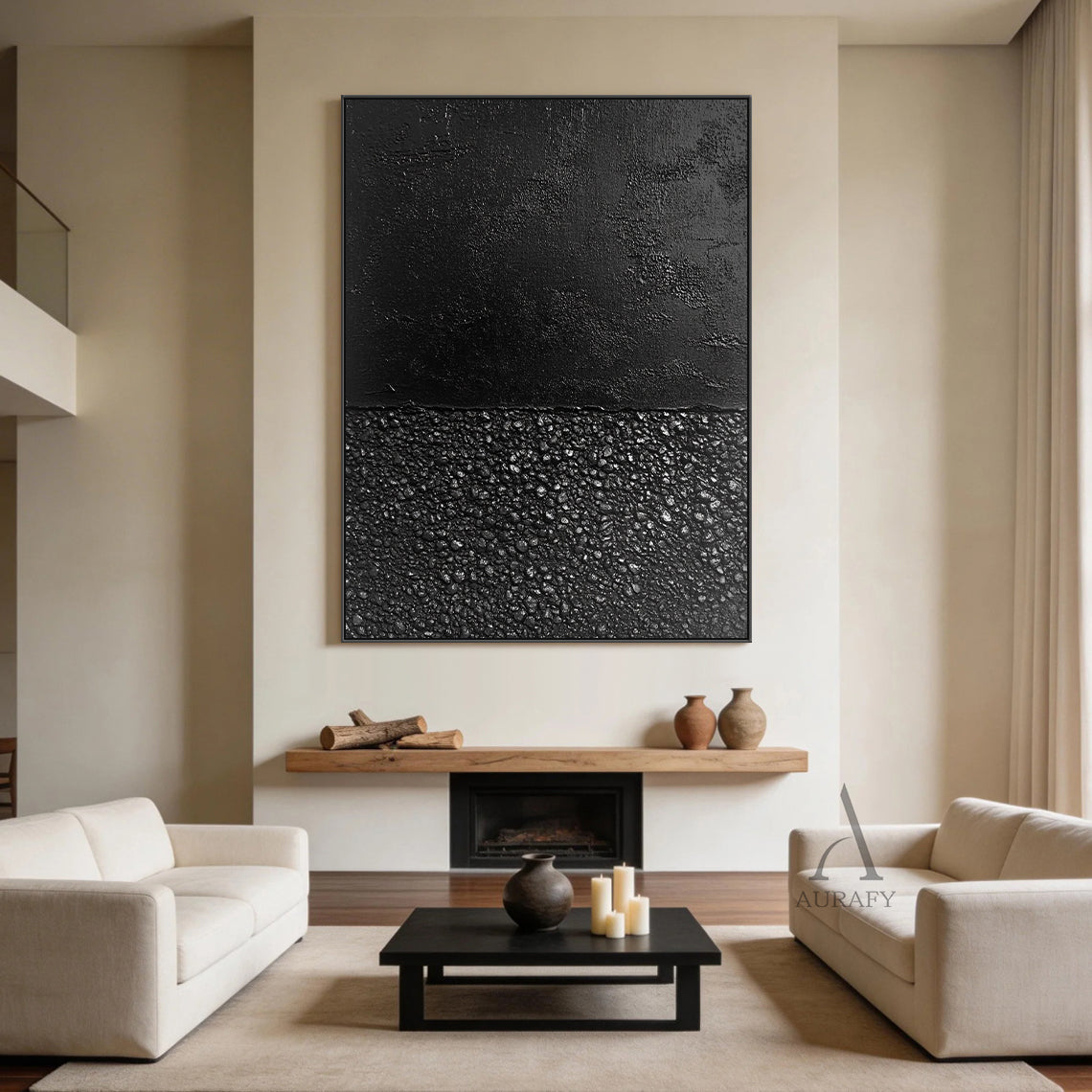 Black General Abstract Wall Art for Modern Living Room Decor AURA388
