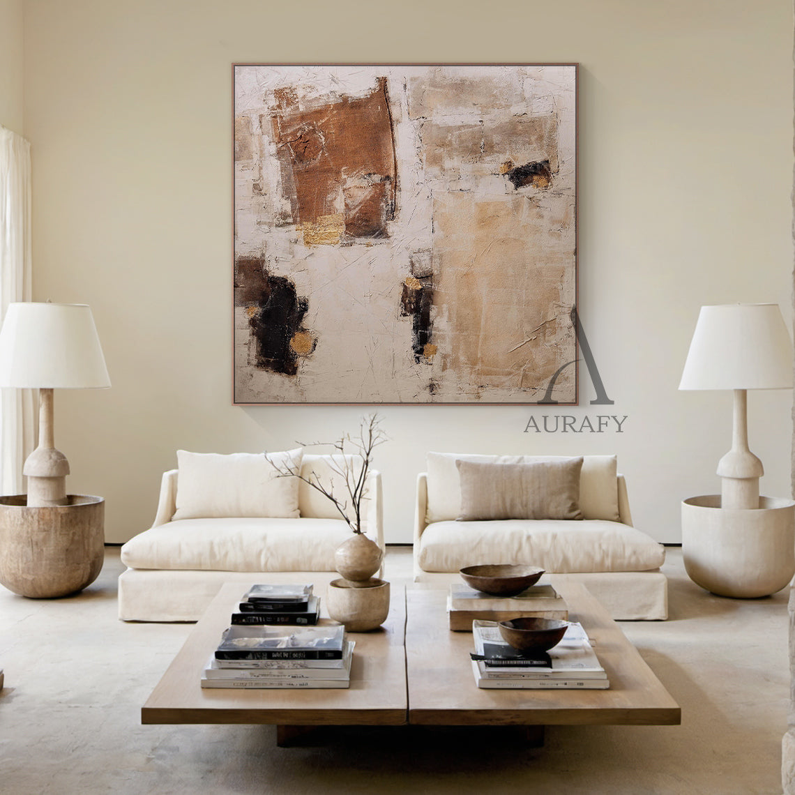 Stylish Beige General Abstract Wall Art for Modern Home Decor AURA237