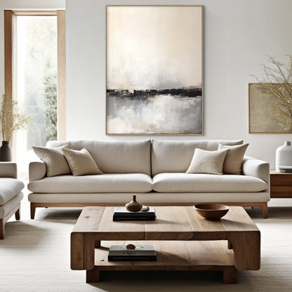 Minimalist Beige Gray Abstract Wall Art for Modern Living Room-AURA183