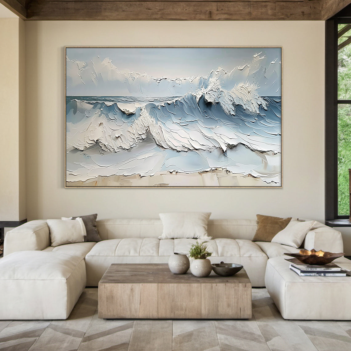Azure Tides-Blue & White 3D Textured-AURA059