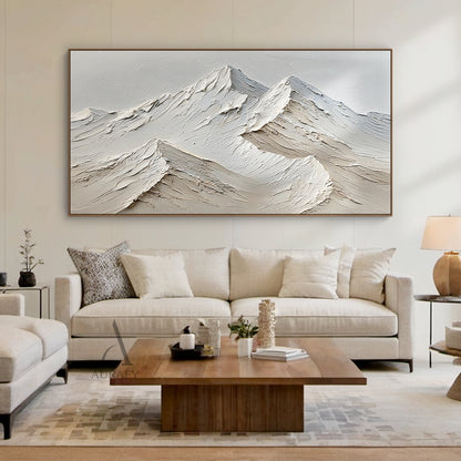 Beige Landscape Impasto Art with Knife Strokes Tactile Surface Modern Organic Sculpted Canvas Handmade AURA454