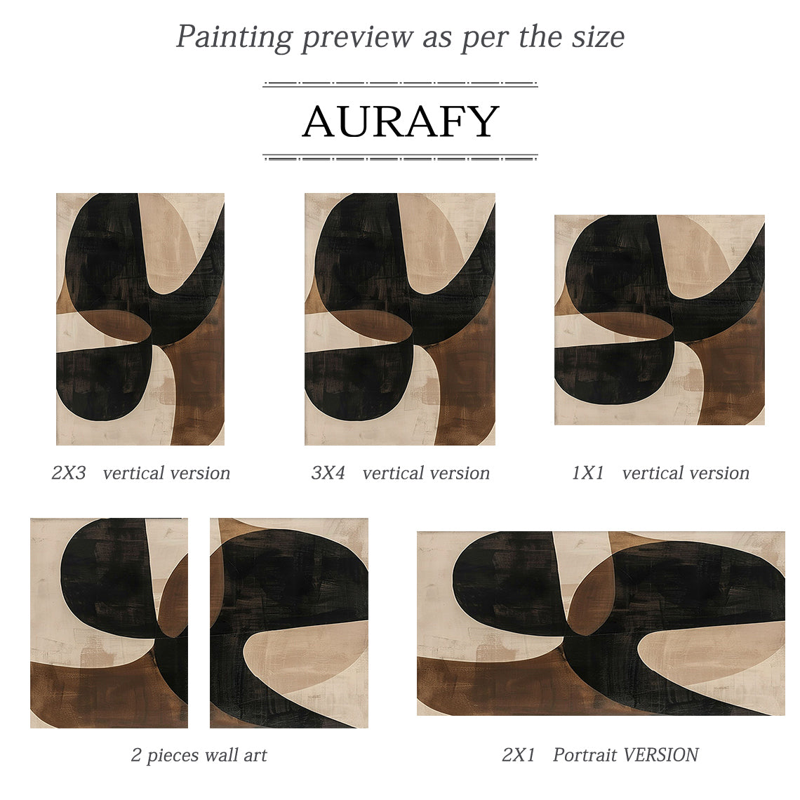 Wabi Sabi Beige Brown Hand-Painted Art Organic Curves Brushstroke Texture Tactile Wall Decor AURA575