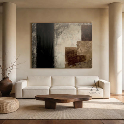 General Abstract Black Beige Canvas Wall Art for Home Decor AURA274