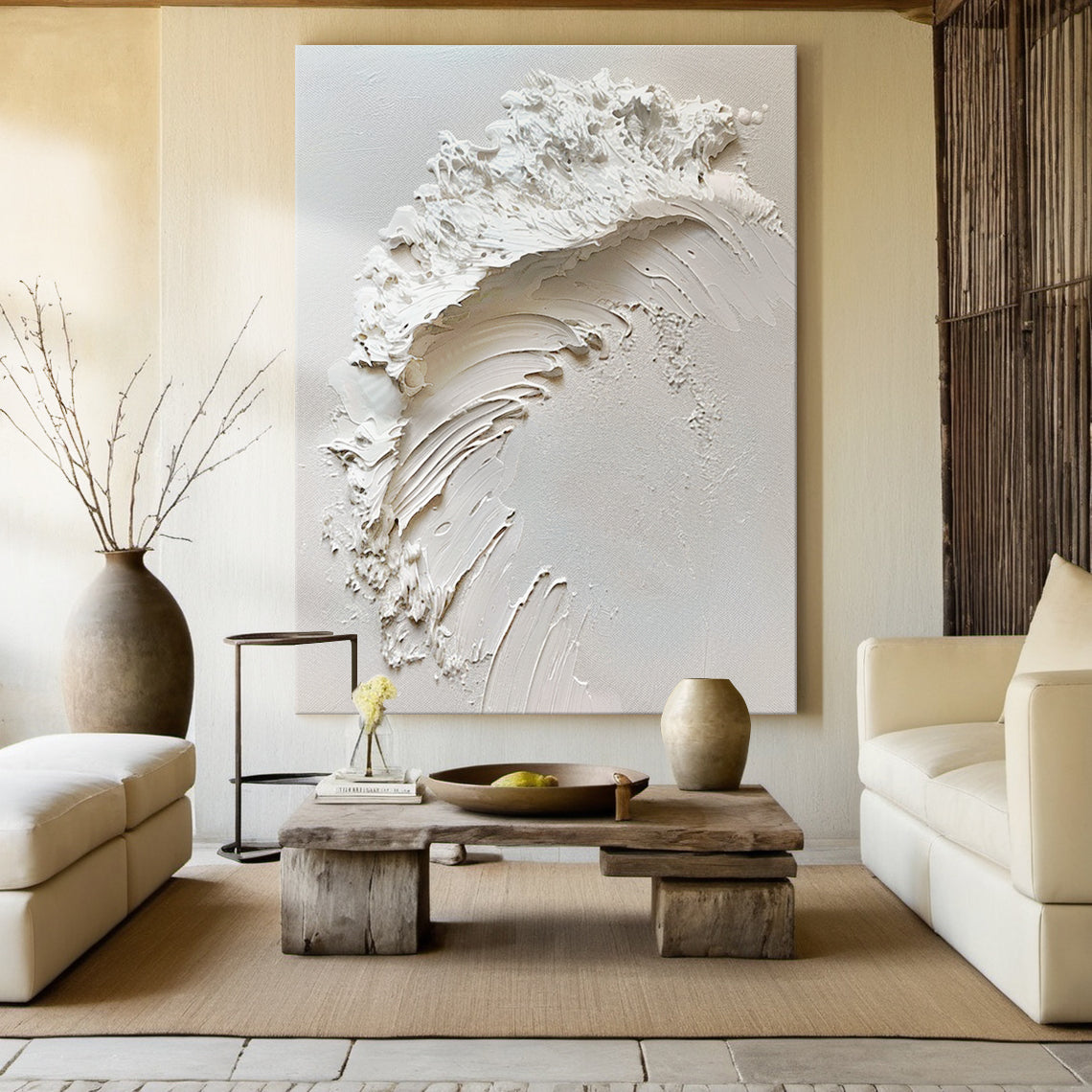 Silent Surge-White Waves & Sky 3D Touch Art-AURA120