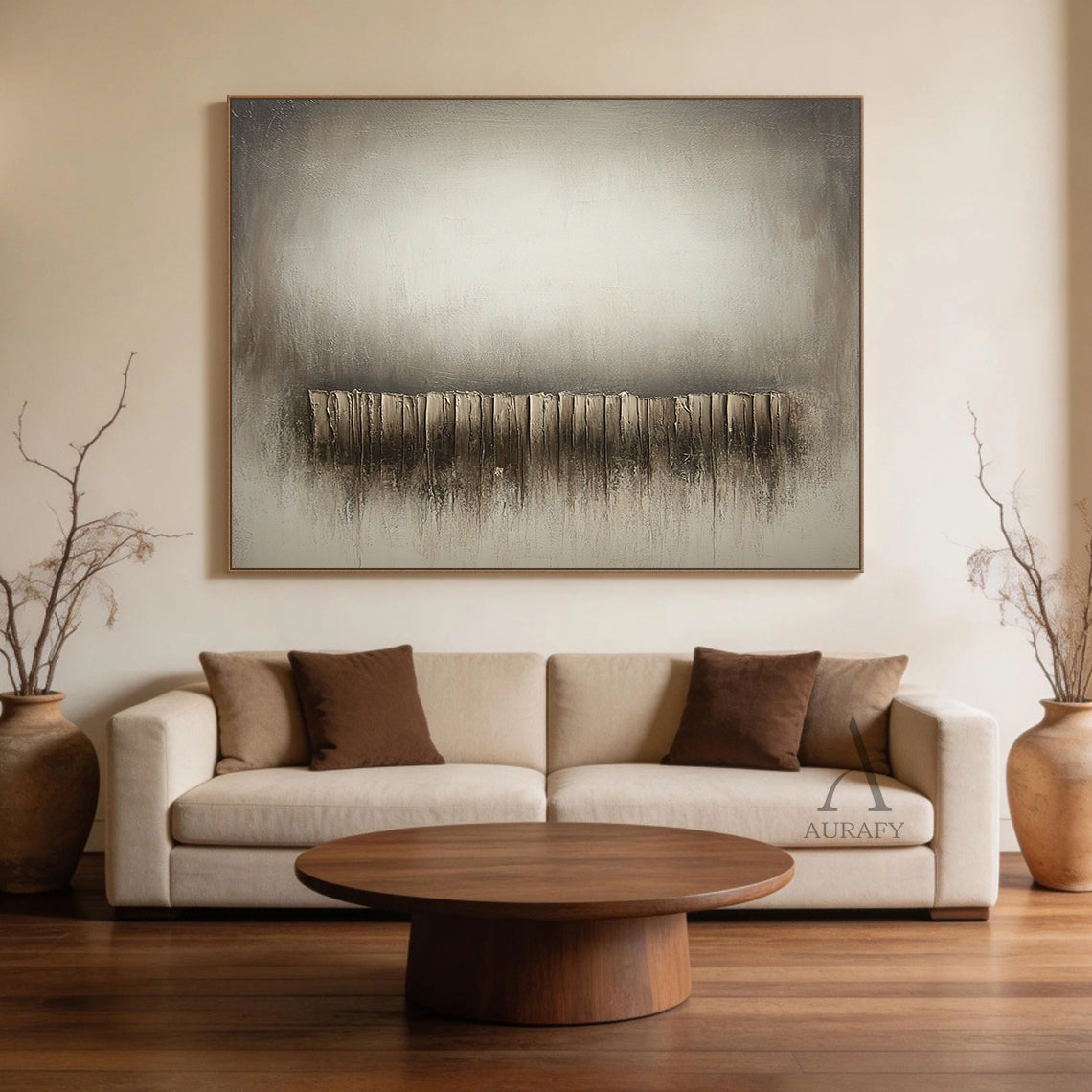 Wabi Sabi Gray Beige Minimalist Home Decor Accent Piece AURA269