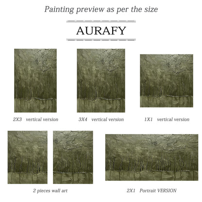 Green Abstract Art Thick Impasto Tactile Surface Vertical Drip Lines Sculpted Wall Art AURA461