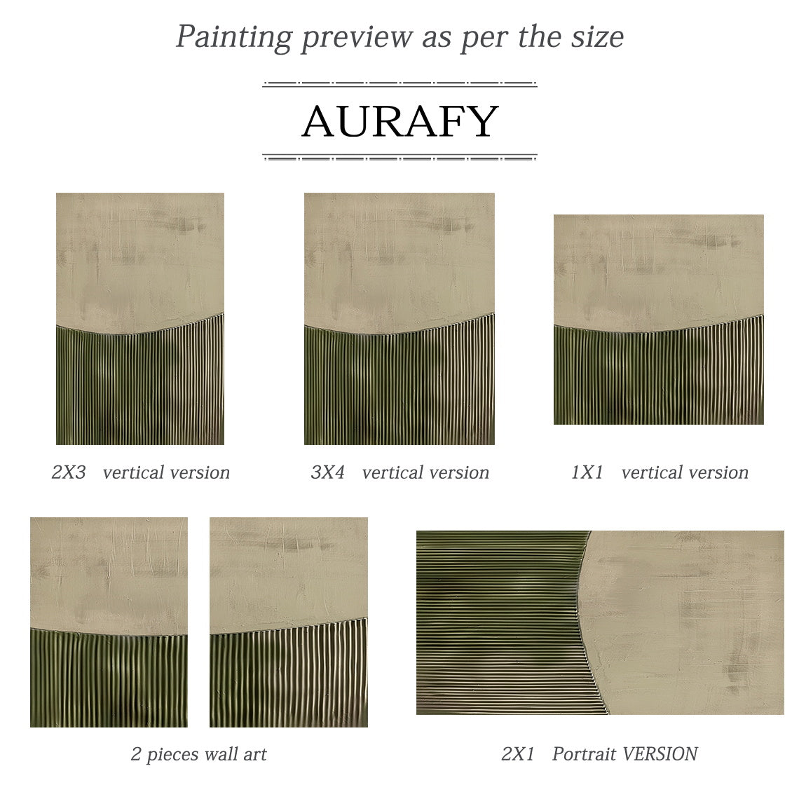 3D Textured Painting Beige Green Tactile Surface High-Relief Sculpted Vertical Stripes Modern Organic AURA465
