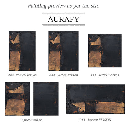 Dark Strata, Black and Brown Textured Abstract Wall Art AURA878