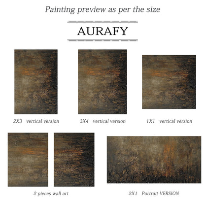 Umber and Rust Abstract Wall Art with Dense Mottled Texture - AURA849